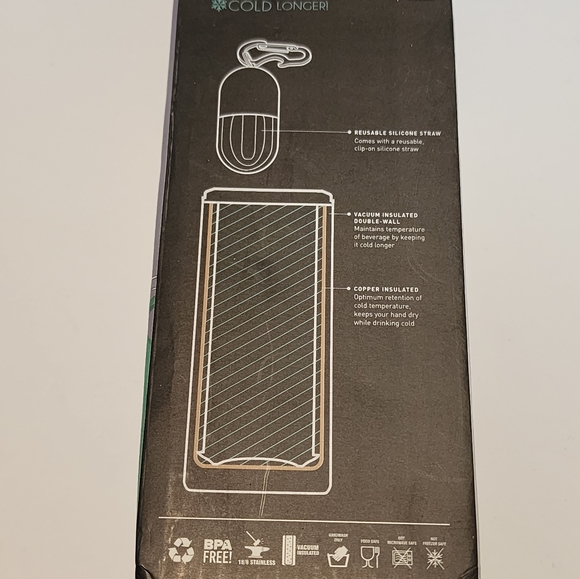 Slim Can Cooler Insulated Purple Teal Vacuum Insulated Silicone Straw 12oz Asobu - Picture 5 of 7